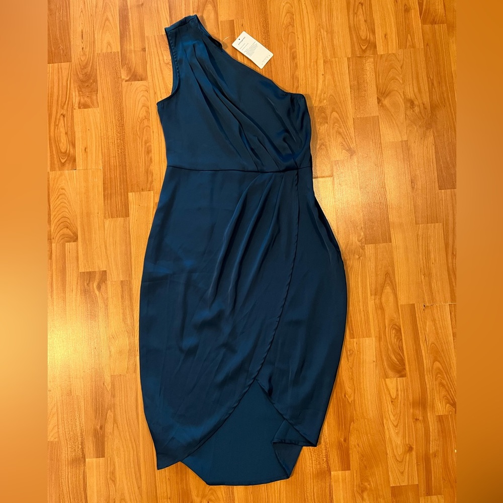 🌺Pretty Garden One Shoulder Side Zip Party/cocktail Dress In Blue Size M *NWT*